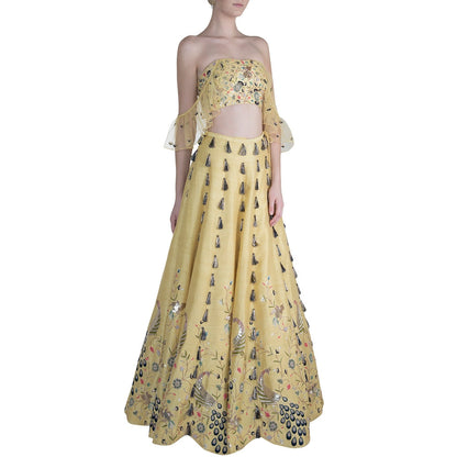 Payal Singhal Nazan Embellished Scallop Lehenga with Bustier Top (Set of 2)