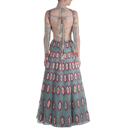 Payal Singhal Yekta Printed Lehenga with Tasselled Blouse (Set of 2)