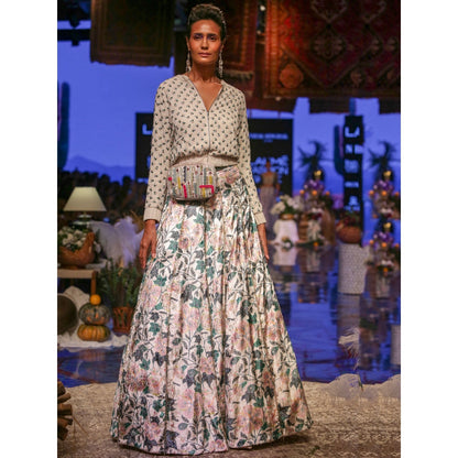 Payal Singhal Uri Floral Velvet Lehenga with Bomber Jacket (Set of 2)