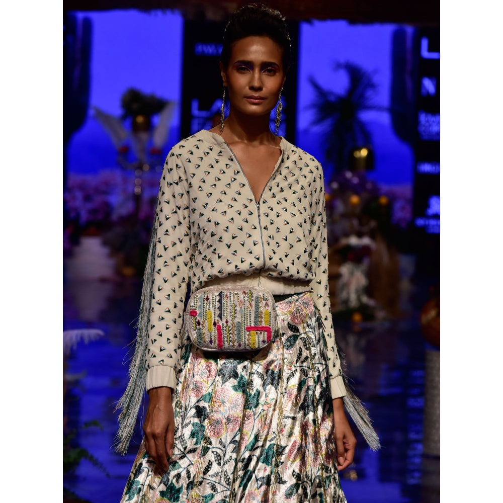 Payal Singhal Uri Floral Velvet Lehenga with Bomber Jacket (Set of 2)