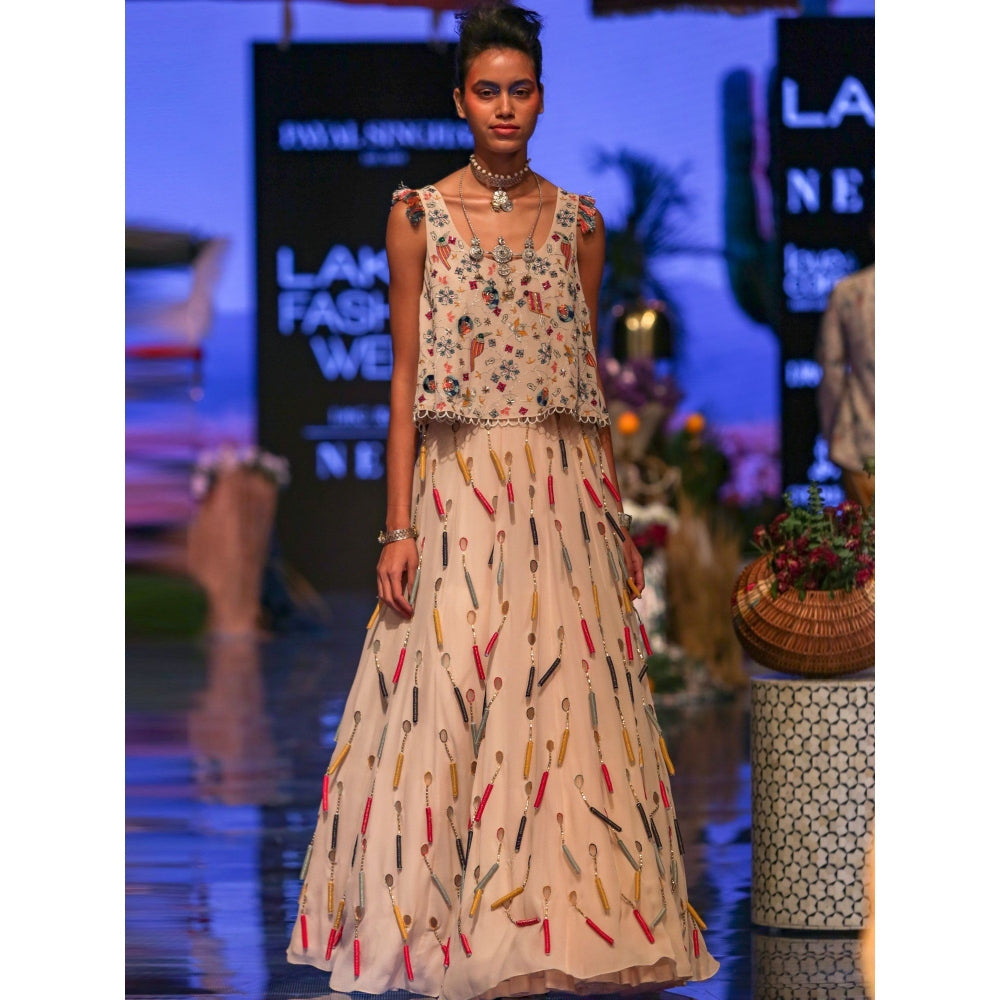 Payal Singhal Amaya Georgette Skirt with Top (Set of 2)