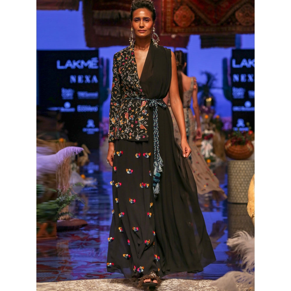 Payal Singhal Bia Embroidered Jacket & Skirt with Belt (Set of 3)