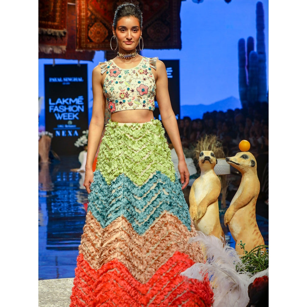 Payal Singhal Pia Tasselled Skirt with Crop Top (Set of 2)