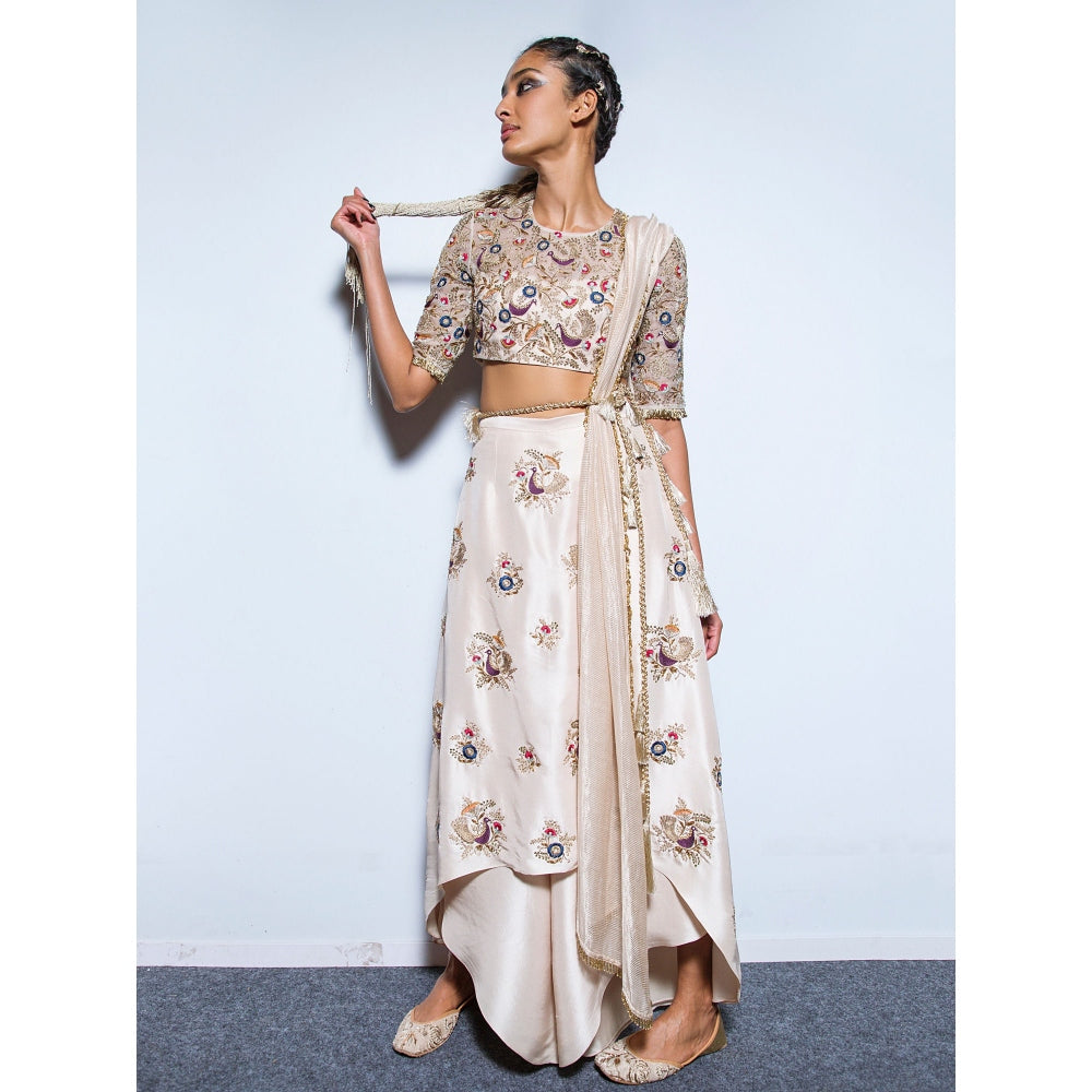 Payal Singhal Gulbanu Embroidered Blouse & Palazzo with Dupatta & Tie-Up Belt (Set of 4)