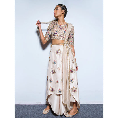 Payal Singhal Gulbanu Embroidered Blouse & Palazzo with Dupatta & Tie-Up Belt (Set of 4)