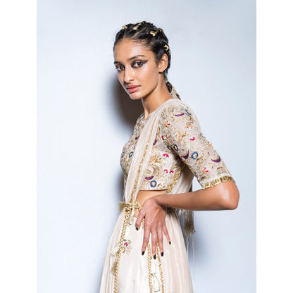 Payal Singhal Gulbanu Embroidered Blouse & Palazzo with Dupatta & Tie-Up Belt (Set of 4)