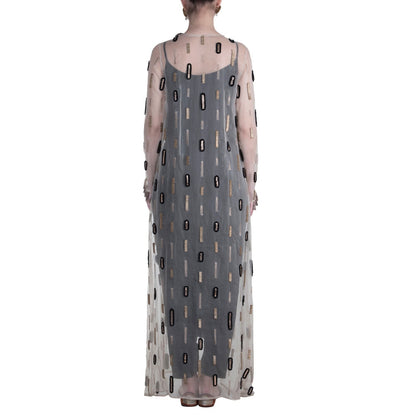 Payal Singhal Myra Tasselled Low Crotch Pants with Layered Top & Cape (Set of 3)