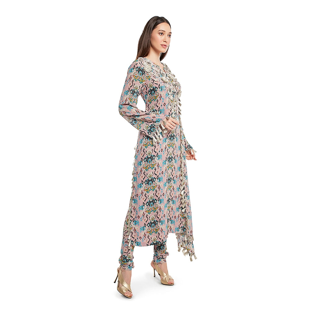 Payal Singhal Azia Floral Georgette Long Kurta with Churidar (Set of 2)