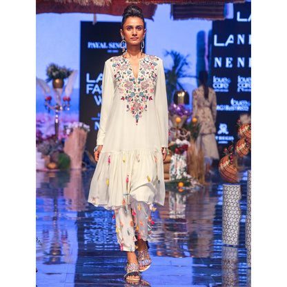 Payal Singhal Rosa Georgette Frill Hem Kurta with Pants (Set of 2)