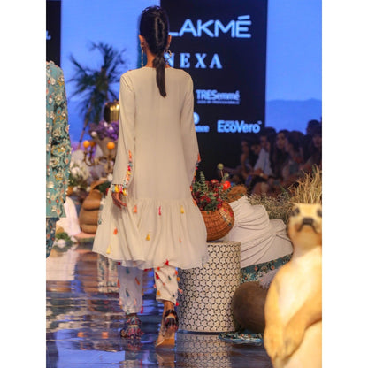 Payal Singhal Rosa Georgette Frill Hem Kurta with Pants (Set of 2)