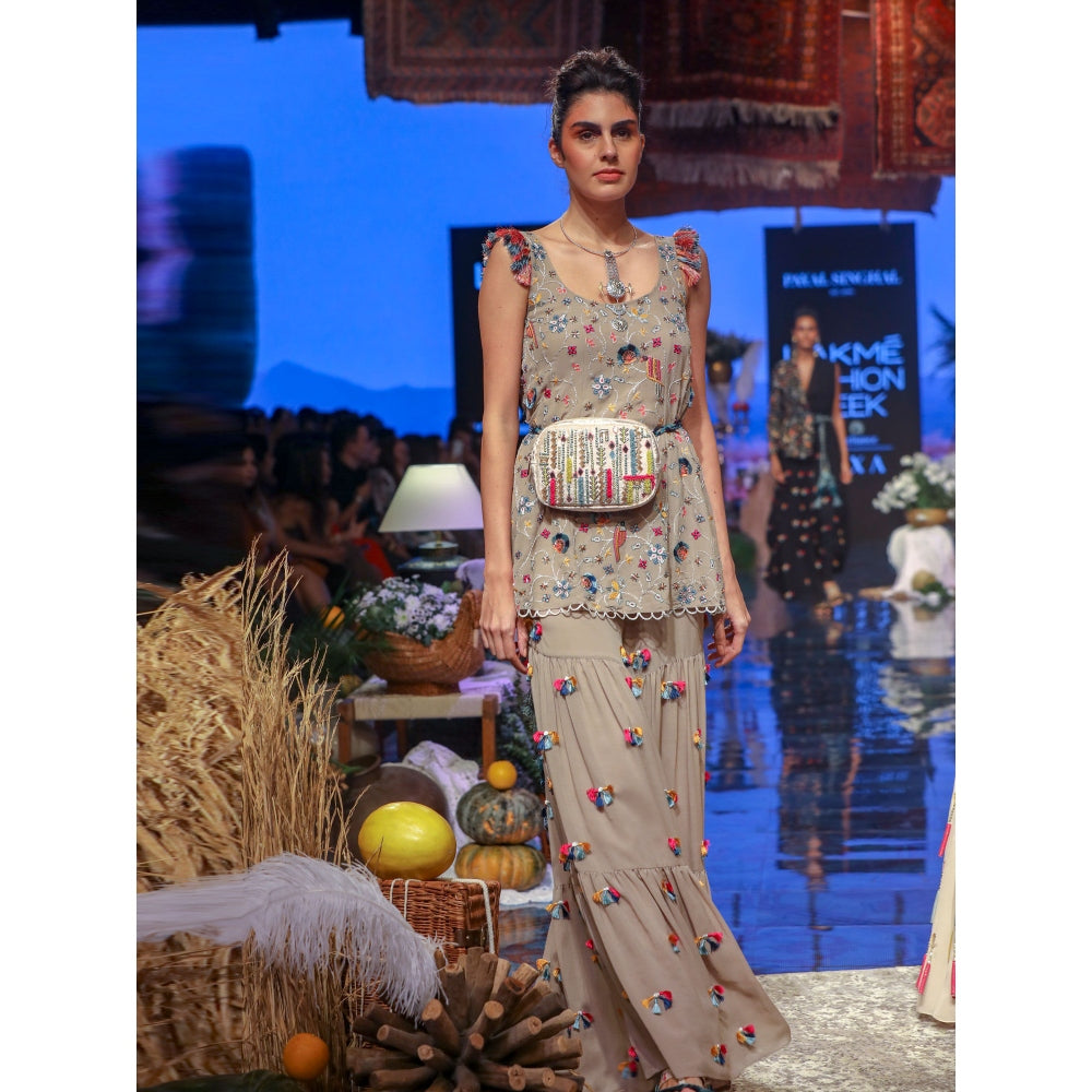 Payal Singhal Aura Embellished Short Kurti with Sharara Pants (Set of 2)