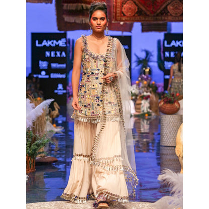 Payal Singhal Ida Embellished Kurti with Sharara Pants & Dupatta (Set of 3)