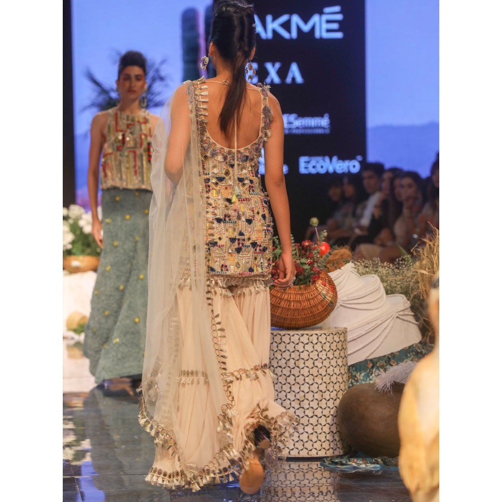 Payal Singhal Ida Embellished Kurti with Sharara Pants & Dupatta (Set of 3)