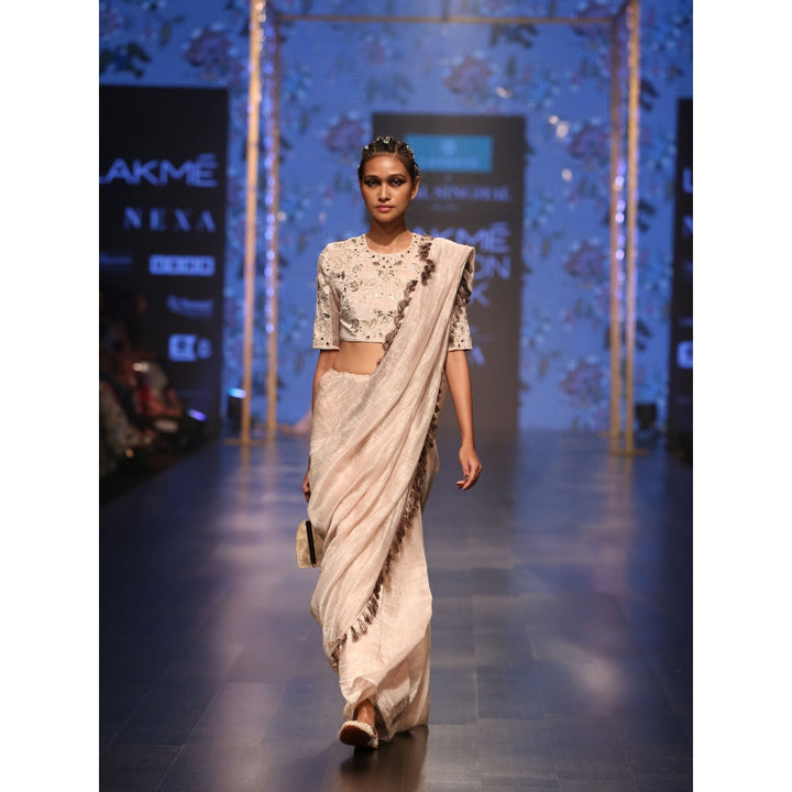 Payal Singhal Latifa Chanderi Stripes Saree With Blouse & Petticoat (Set Of 3)