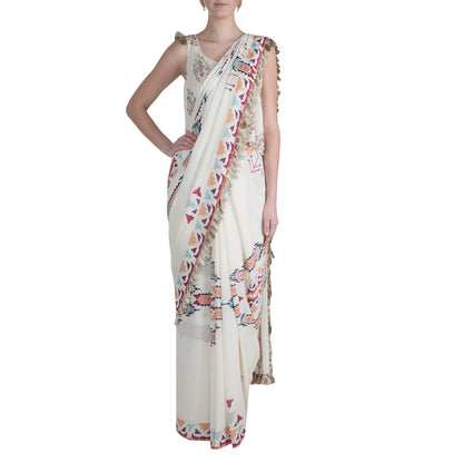 Payal Singhal Itrat Printed Georgette Saree with Top & Chantone Petticoat (Set of 3)