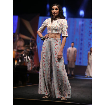 Payal Singhal Ayatal Printed Palazzo Pants With Crop Top (Set of 2)