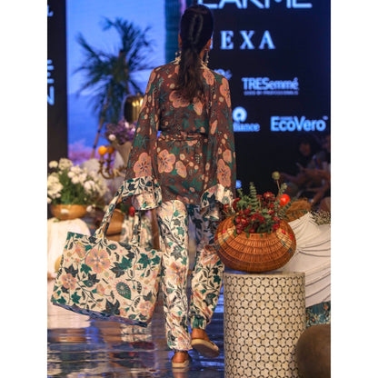 PS Pret by Payal Singhal Suri Floral Jacket & Bustier Top With Straight Pants & Belt (Set of 4)