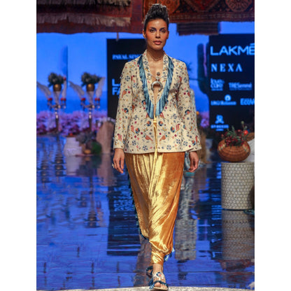 Payal Singhal Almir Embellished Georgette Jacket With Low Crotch Dhoti Pants (Set of 2)