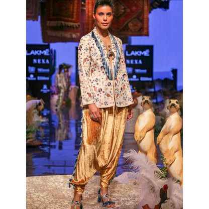 Payal Singhal Almir Embellished Georgette Jacket With Low Crotch Dhoti Pants (Set of 2)