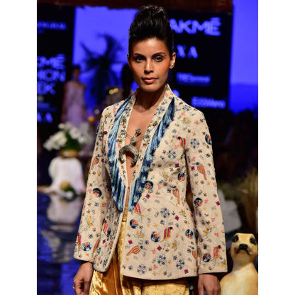 Payal Singhal Almir Embellished Georgette Jacket With Low Crotch Dhoti Pants (Set of 2)