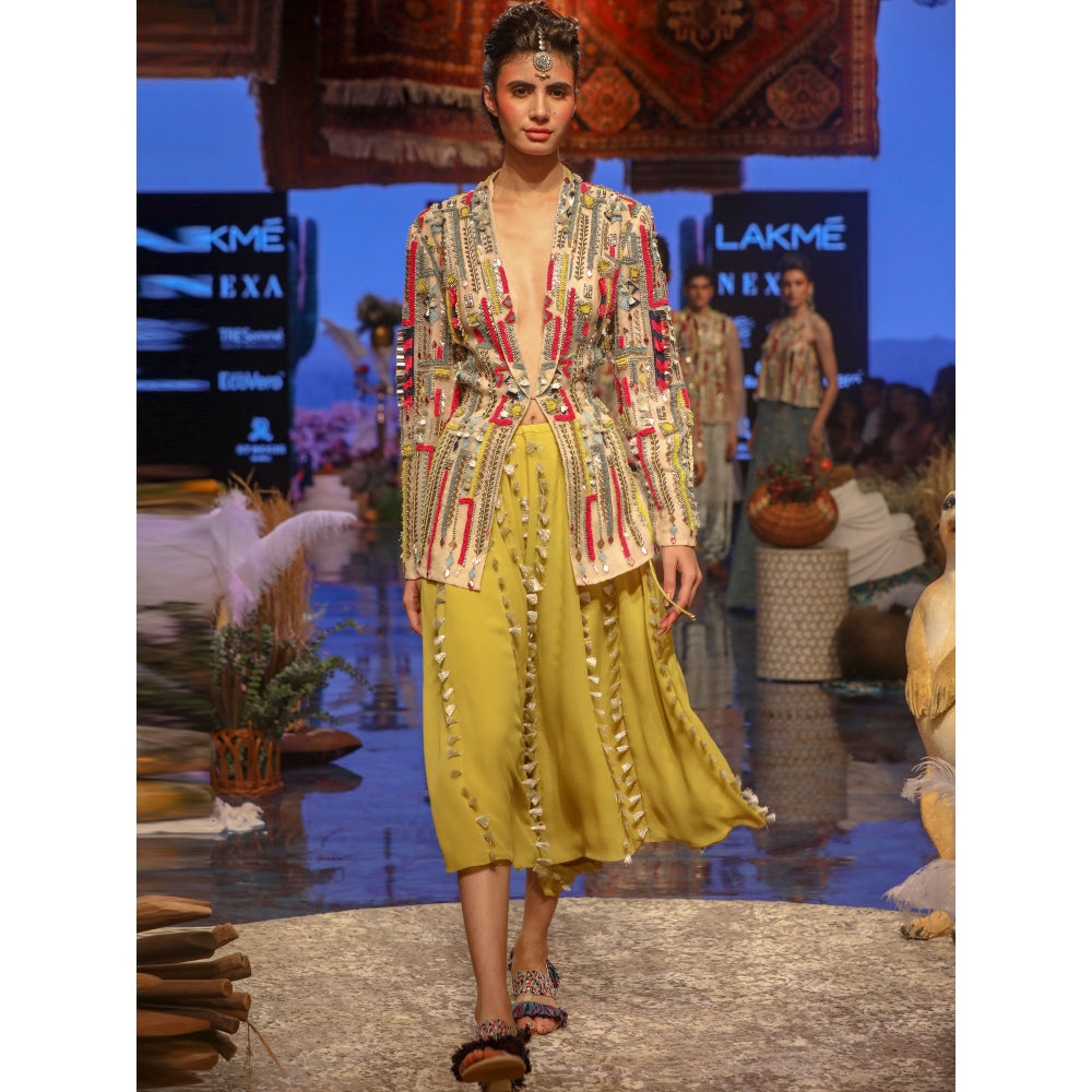Payal Singhal Marakesh Embroidered Jacket With Tasselled Skirt (Set of 2)