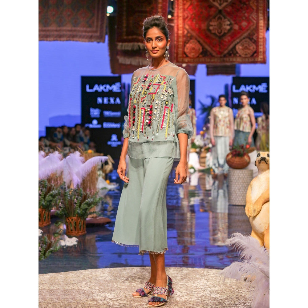 Payal Singhal Julia Embellished Top With Culotte Pants (Set of 2)