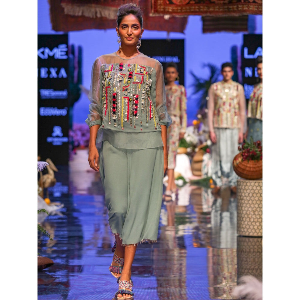 Payal Singhal Julia Embellished Top With Culotte Pants (Set of 2)