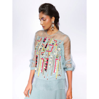 Payal Singhal Julia Embellished Top With Culotte Pants (Set of 2)