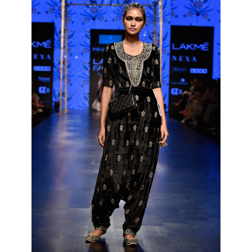 Payal Singhal Uzbek Velvet Low Crotch Jumpsuit