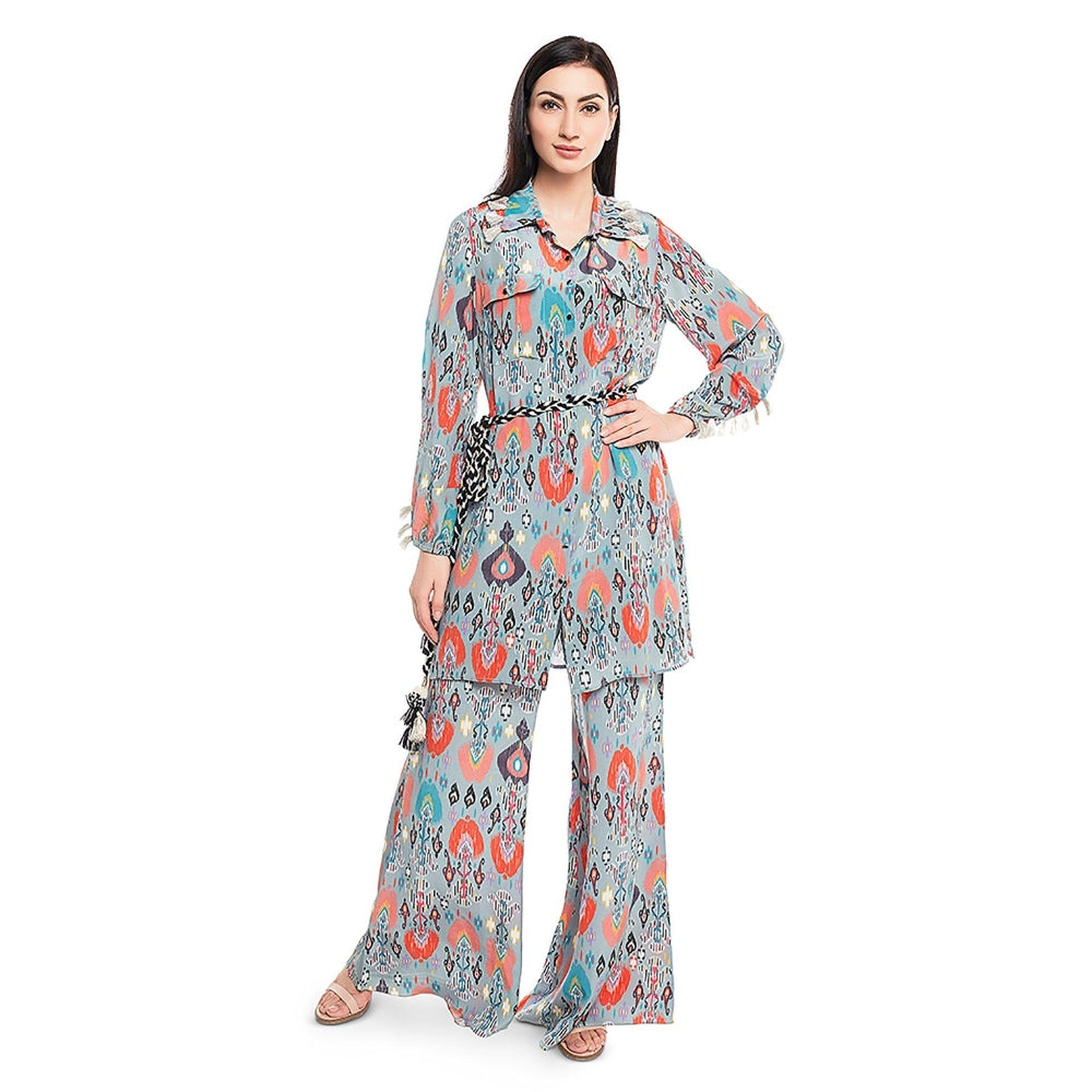 Payal Singhal Blue Printed Palazzo & Kurta (Set of 2)