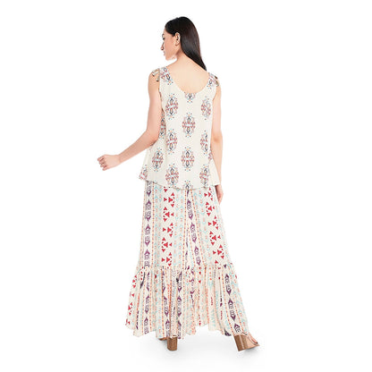 PS Pret by Payal Singhal Off White Printed Sharara with Kurta (Set of 2)