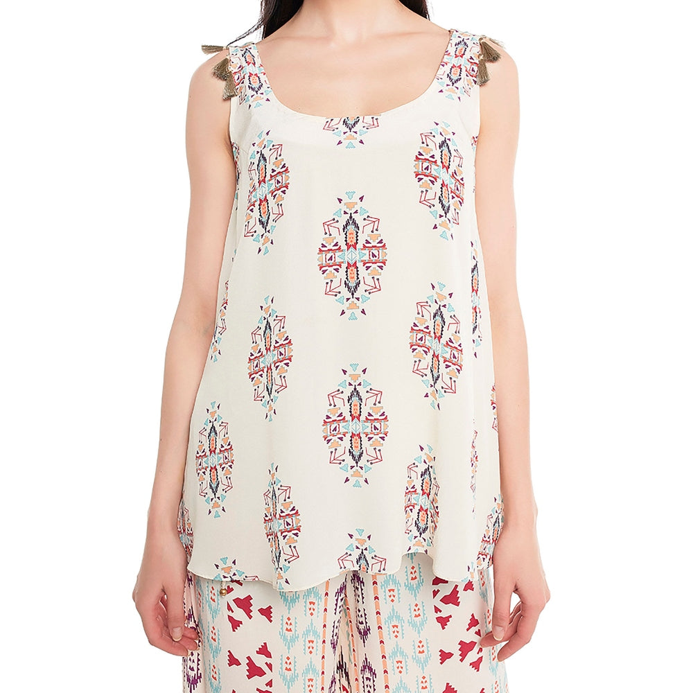 PS Pret by Payal Singhal Off White Printed Sharara with Kurta (Set of 2)