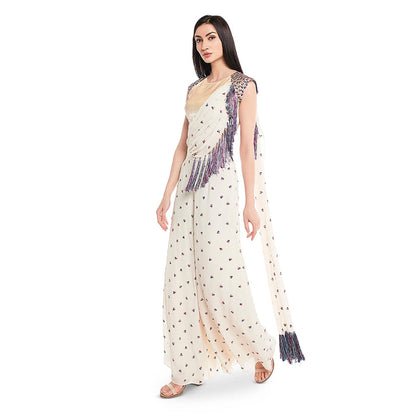 Payal Singhal White Embroidered Palazzo & Blouse (Set of 2)