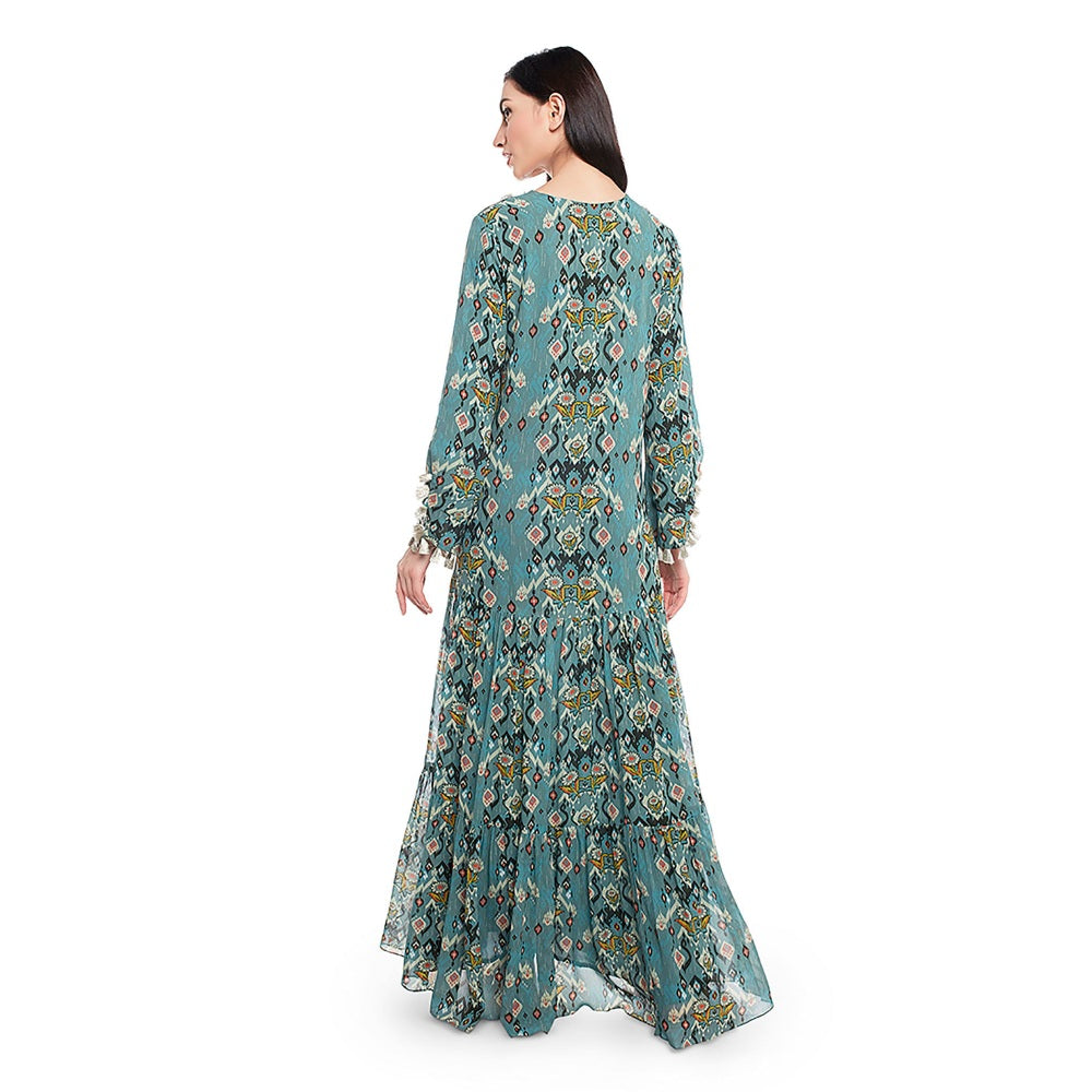 PS Pret by Payal Singhal Blue Embroidered Tiered Dress