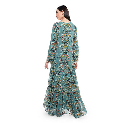 PS Pret by Payal Singhal Blue Embroidered Tiered Dress
