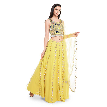 Payal Singhal Green Embroidered Lehenga & Choli with Dupatta (Set of 3)