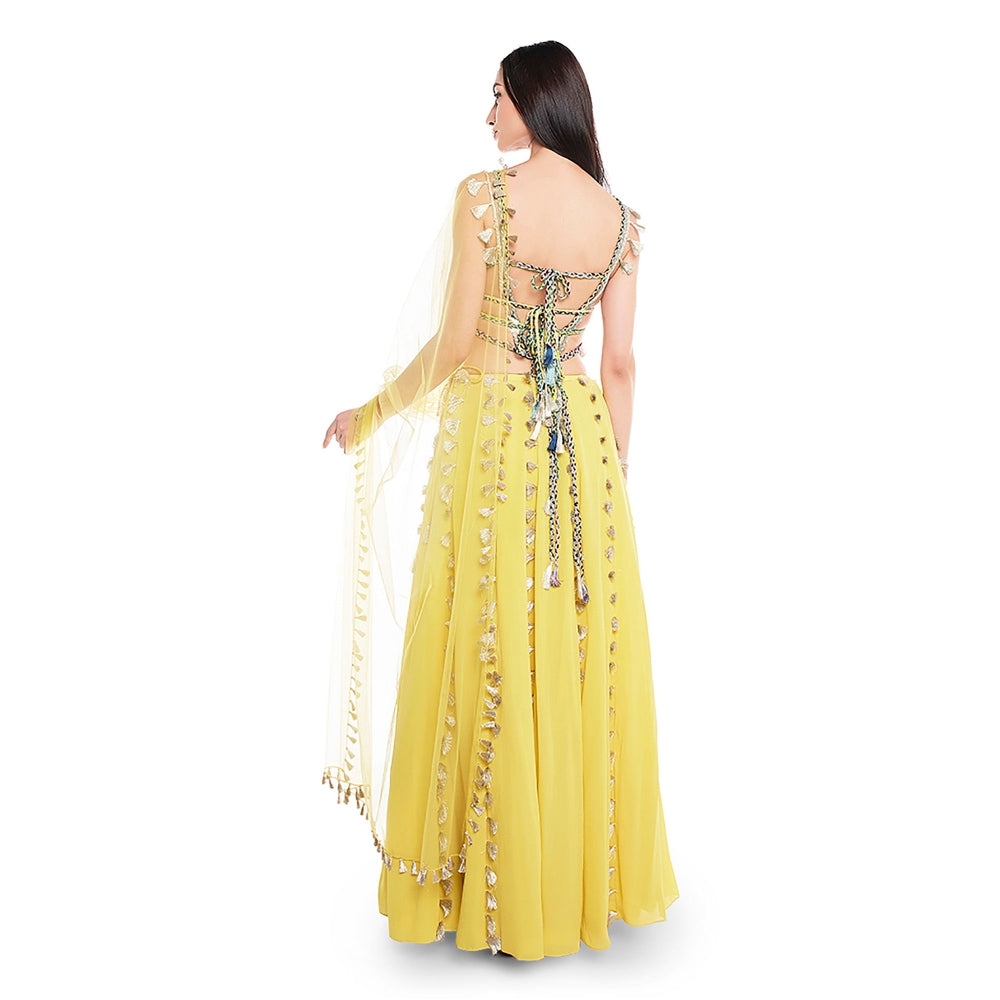 Payal Singhal Green Embroidered Lehenga & Choli with Dupatta (Set of 3)