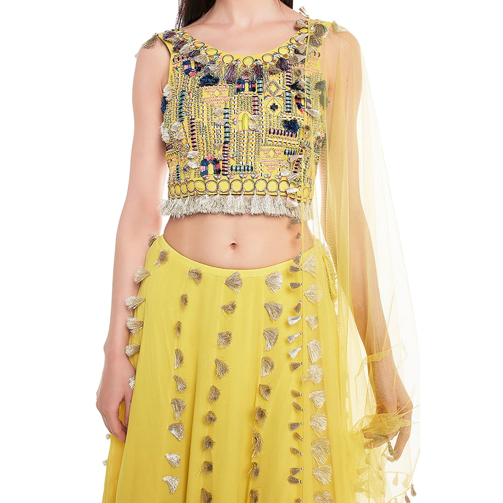 Payal Singhal Green Embroidered Lehenga & Choli with Dupatta (Set of 3)