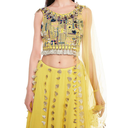 Payal Singhal Green Embroidered Lehenga & Choli with Dupatta (Set of 3)