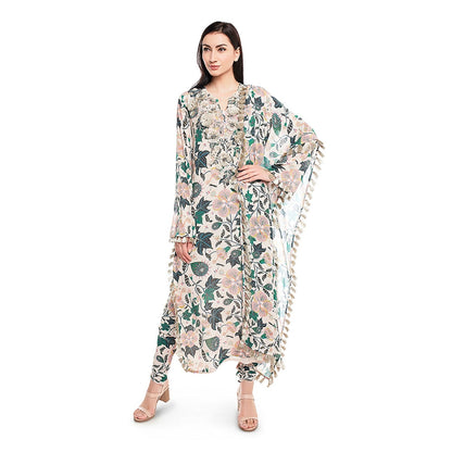 Payal Singhal Off White Printed Kurta & Churidar with Dupatta (Set of 3)