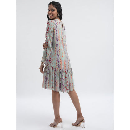 PS Pret by Payal Singhal Grey Ikat Stripe Zene Knee Length Dress