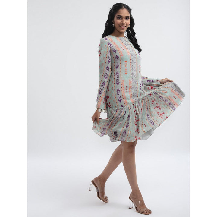 Ps Pret By Payal Singhal Grey Ikat Stripe Zene Knee Length Dress