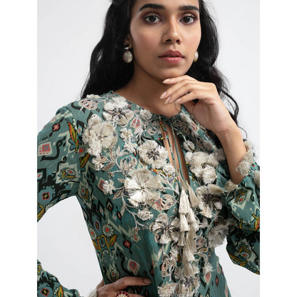 PS Pret by Payal Singhal Blue Ikat Love Embroidered Boho Maxi Dress