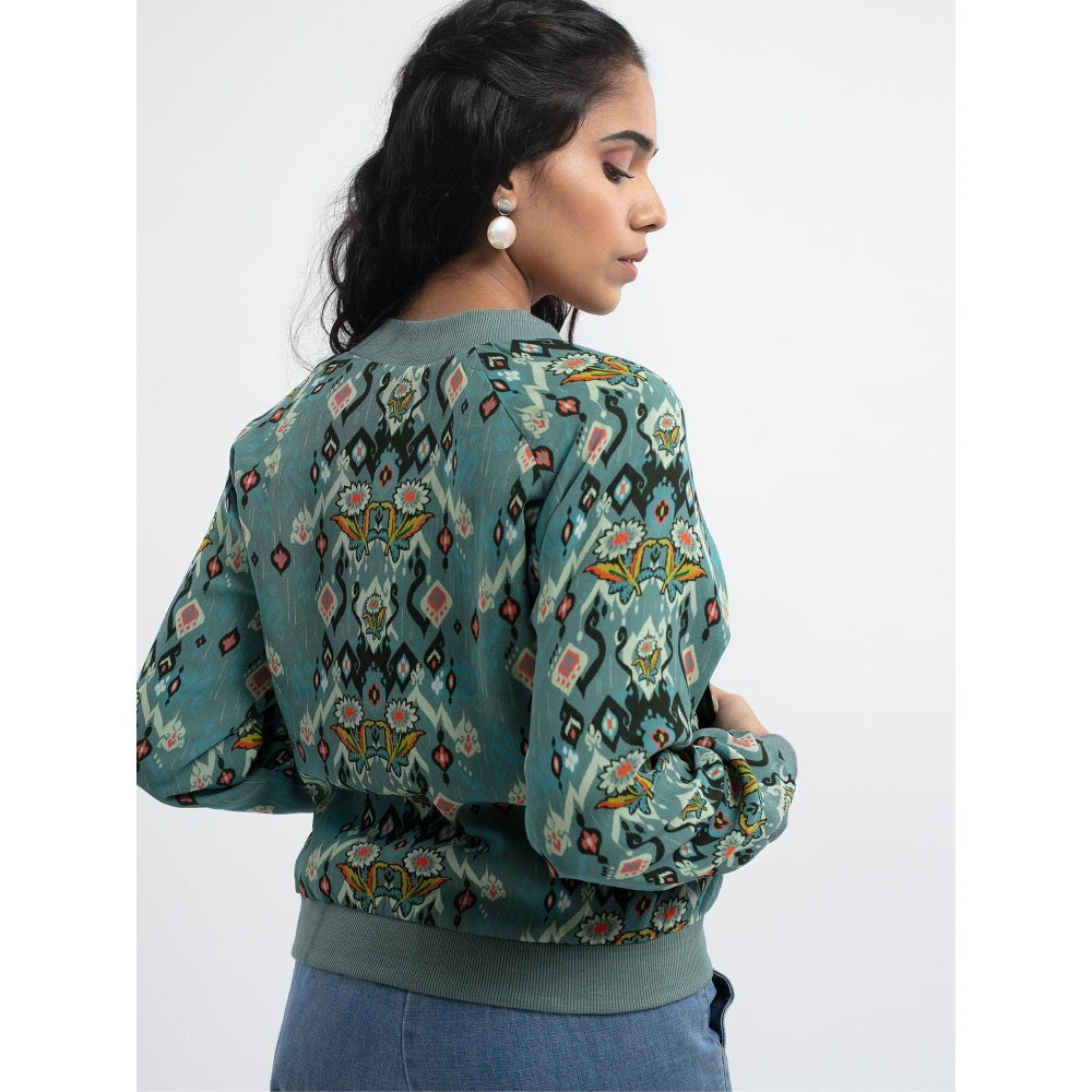PS Pret by Payal Singhal Blue Ikat Love Bomber Jacket