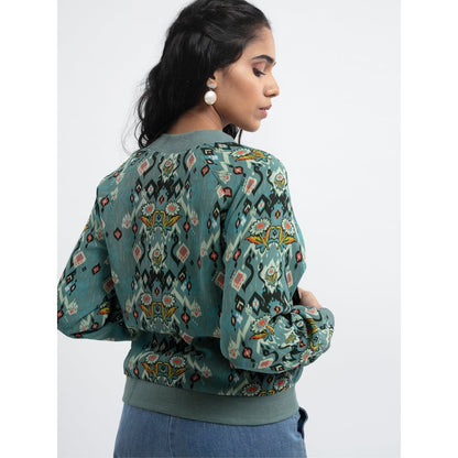 PS Pret by Payal Singhal Blue Ikat Love Bomber Jacket