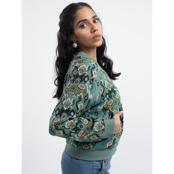 Ps Pret By Payal Singhal Blue Ikat Love Bomber Jacket