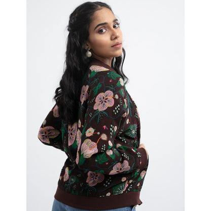 PS Pret by Payal Singhal Brown Abutilon Bomber Jacket