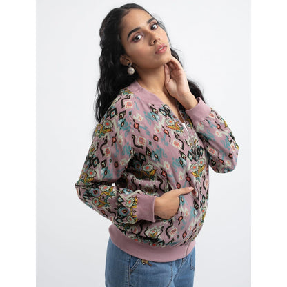 PS Pret by Payal Singhal Pink Ikat Love Bomber Jacket
