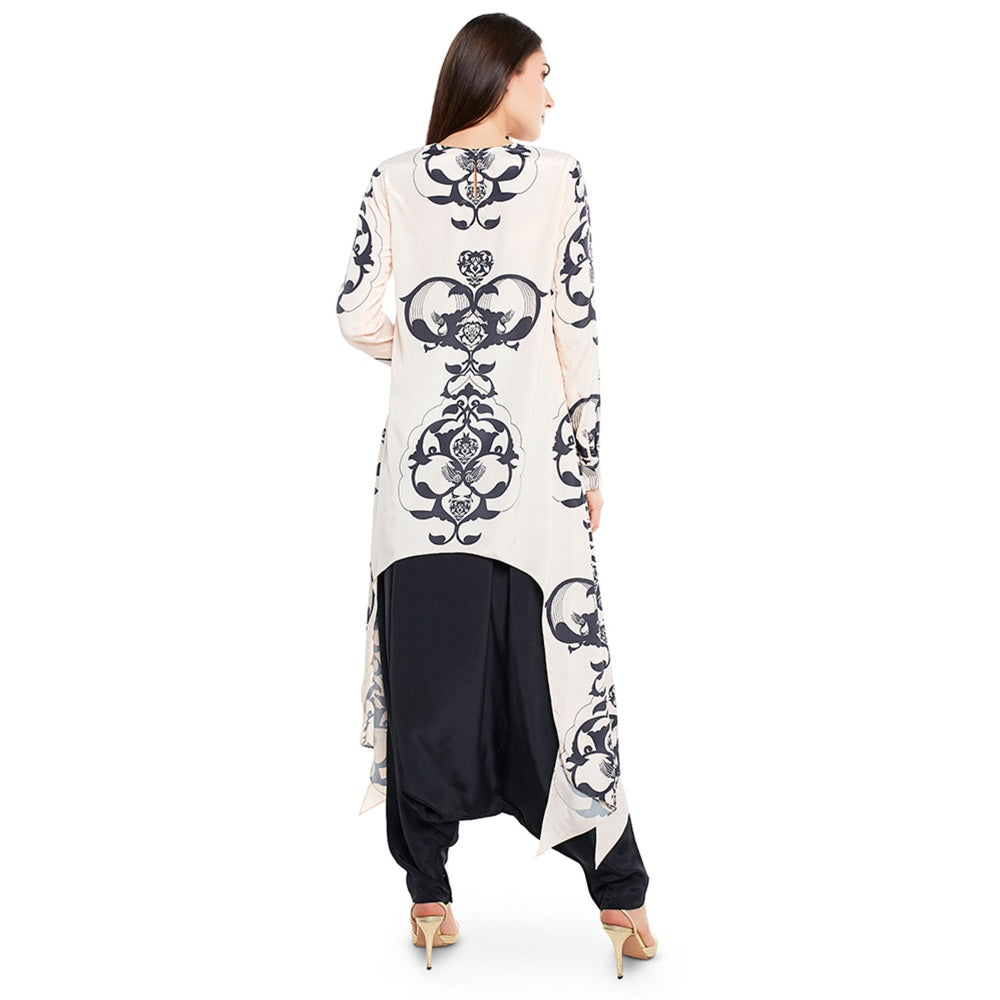 PS Pret by Payal Singhal Crepe Off White Solids Top With Dhoti Pant (Set of 2)