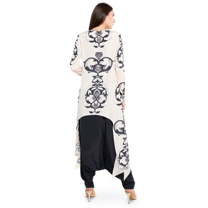 PS Pret by Payal Singhal Crepe Off White Solids Top With Dhoti Pant (Set of 2)